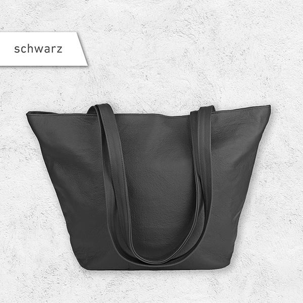 Eine Handtasche aus Leder in der Farbe schwarz.