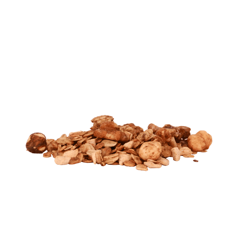Ein Häufchen Knuspermüsli mit Apfel-Zimt.