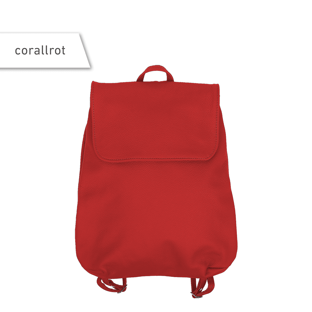 Ein kleiner Rucksack in der Farbe corallrot.