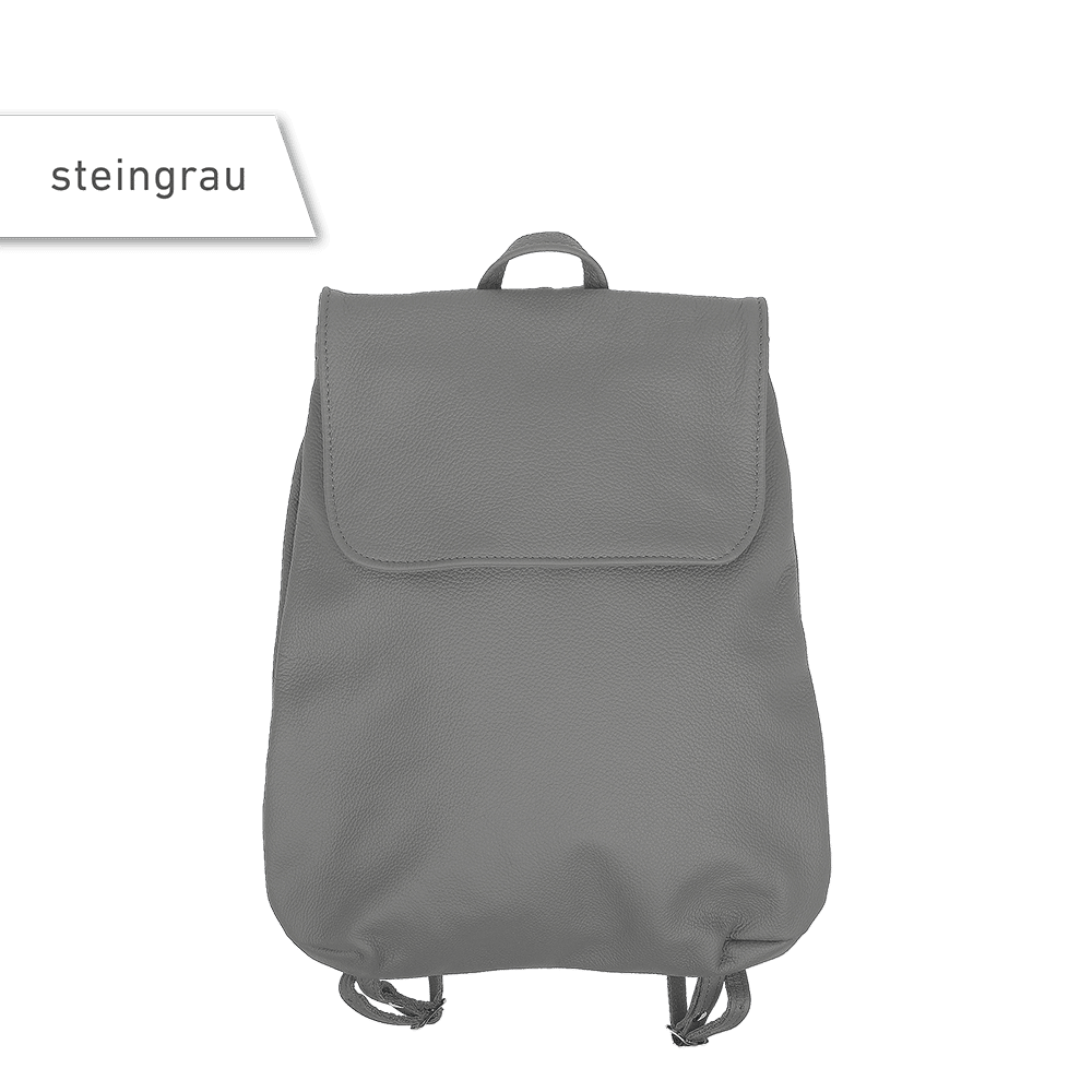 Ein kleiner Rucksack in der Farbe steingrau.