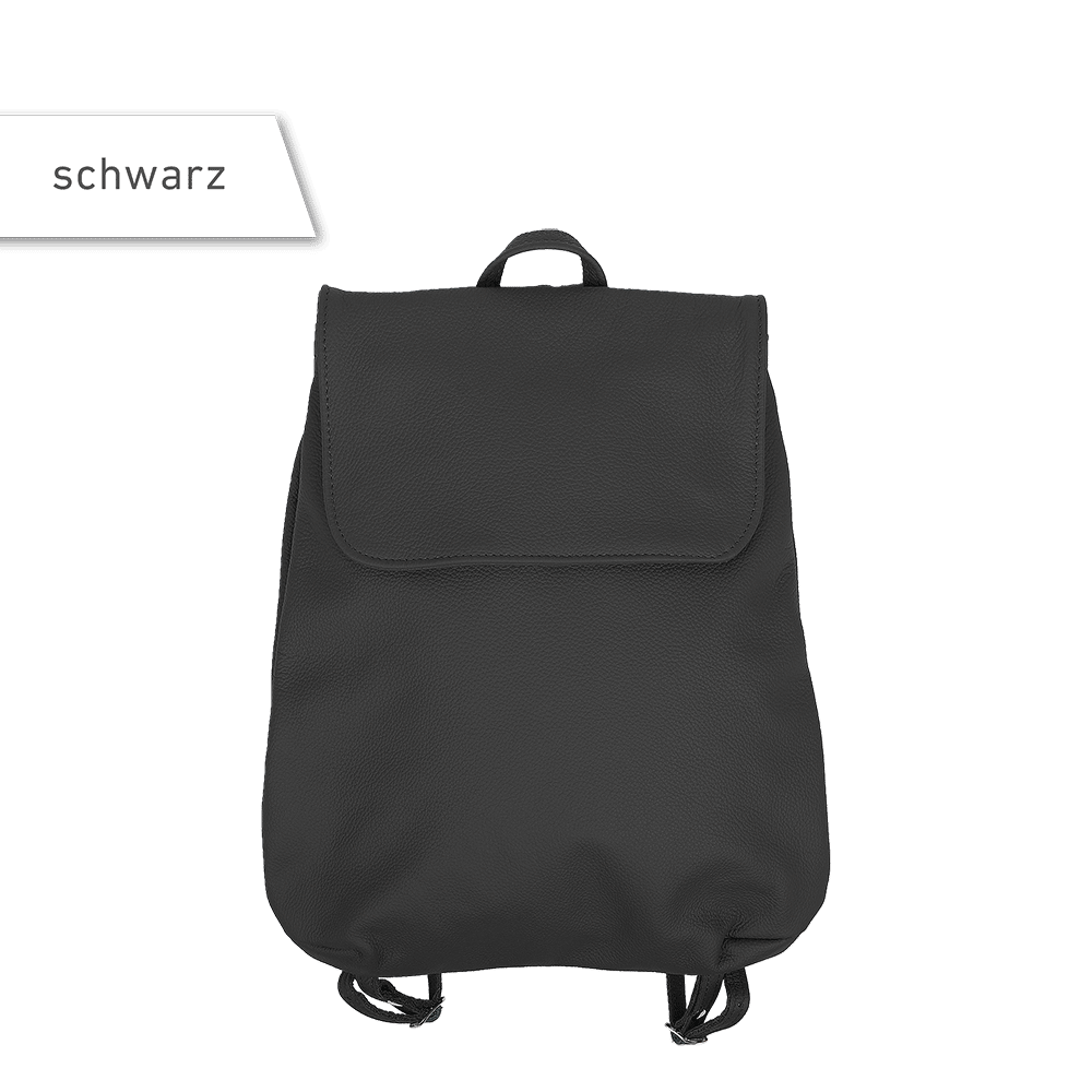 Ein kleiner Rucksack in der Farbe schwarz.